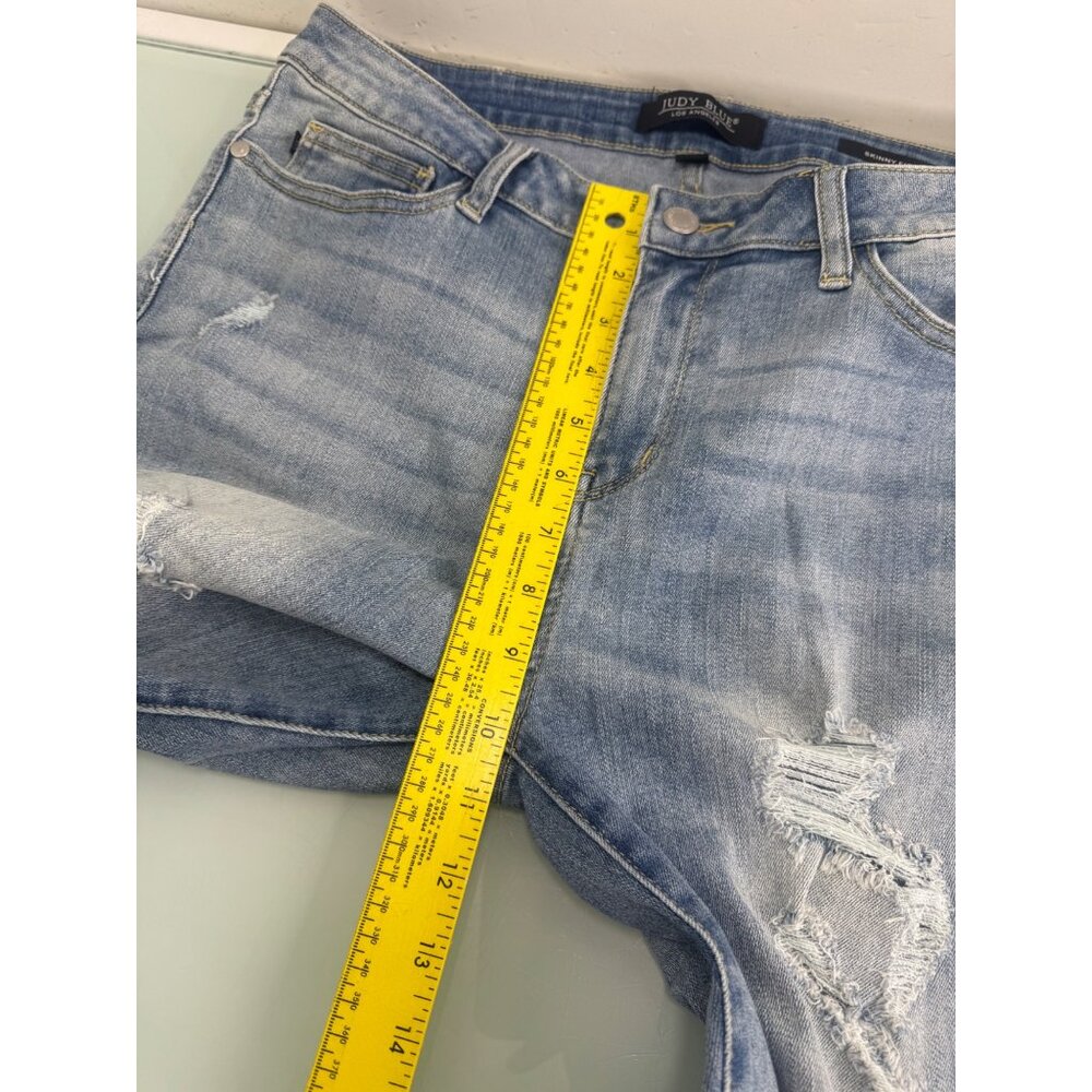 Judy Blue Women's Skinny Fit Jeans Sz 32X29 Stretch Light Wash Distressed Denim - Picture 8 of 11